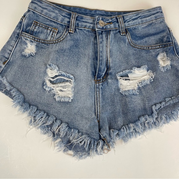 High Rise Cut Off Ripped Jean Shorts - Picture 13 of 15